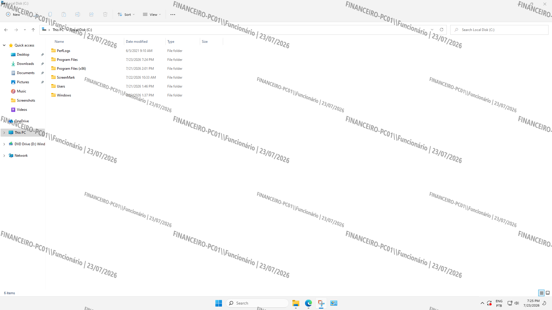 Marca d'água sobre o Explorador de Arquivos do Windows